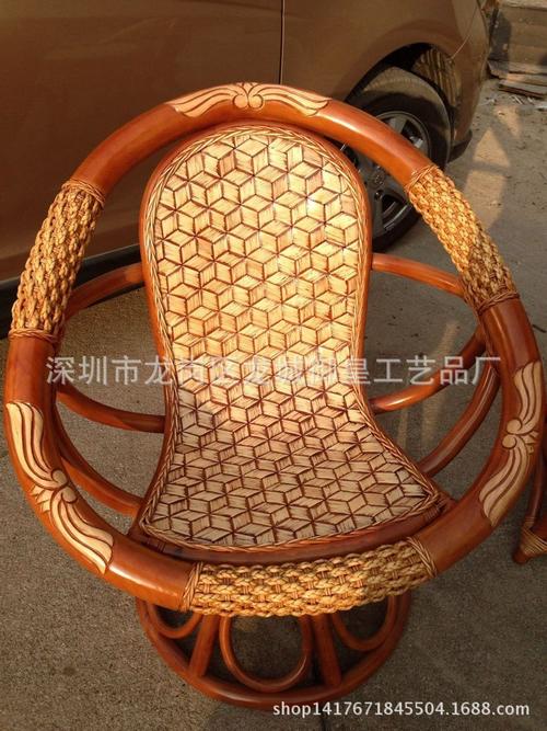 印尼真藤藤椅三件套 带转新款立体感六格片转椅，休闲茶台椅中的匠心之选